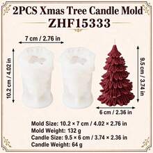 2 Packs 3D Christmas Tree Candle Molds, Silicone Pine Tree Candle Making Molds, For DIY Scented Candles, Christmas Holiday Home Decor, Handmade Gifts & Crafts - Mold - View 3