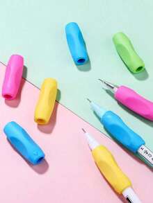 16pcs(Radom Color) Children's Silicone Pencil Grip, Comfortable Pencil Holder Assist Writing Tool, Corrects Grip Posture For Beginners, Recommended Christmas Gift, Holiday Gift, Teaching Tool, Learning, Back To School - A - View 4