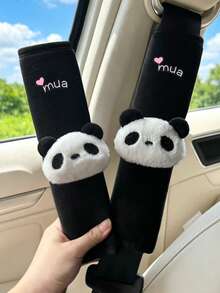 2PCS Panda Head Shoulder Pads Cute Panda Decor Car Seat Belt Shoulder Covers Anti-Chafing Anti-Slip Shoulder Pads - Shoulder Pads - View 5