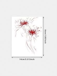 1 Sheet Red Spider Lily Temporary Tattoo Stickers, Delicate Thin Line Lycoris Flower Fake Tattoos For Back Shoulder, Waterproof Body Art Decals For Women Elegant Party Decor - Red - View 5