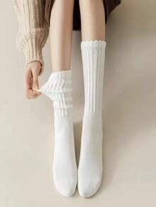 1/3/5/10 Pairs Vertical Striped Loose Over-The-Knee Socks, Double-Needle Long Socks, Matching Tall Boots Socks, Leg-Lengthening Decorative Socks, JK Fashion Girl Style, Suitable For Daily Wear, Y2K Style, Comfortable And Warm - Multicolor - View 2
