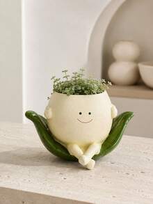1pc Glossy Swinging Smiling Face Flower Pot, Small Indoor/Outdoor Hanging Planter, Cute Hanging Pearl Plant Succulent Pot, Happy Resin Succulent Flower Pot - Multicolor - View 14