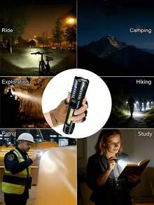 1/2pcs High Lumen LED Flashlight, Adjustable Focus Flashlight With COB Work Light And Battery Indicator, Built-In Large Capacity Battery, USB-C Fast Charging, Suitable For Home, Car Repair, Night Walking - Star - View 9