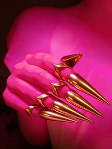 10pcs/5pcs Cosplay Cat Claw Nail Props Gothic Style Pointed Finger Claws Nail Covers Halloween Role Play - Multicolor - View 4
