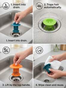 1pc Shower Drain Hair Catcher, Mushroom-Shaped Portable Hollow Drain Protector, Bathroom Bathtub Drain Clog Preventer, Easy-To-Clean Drain Filter - Multi-color - View 10