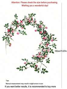 Pink Artificial Rose Vine With Green Leaves, Bendable Flower Garland, Suitable For Bedroom Wall, Balcony Railing And Wedding Backdrop Decoration - Multicolor - View 3