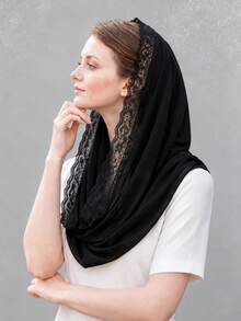 Bridal Chiffon Black Shawl Veil Muslim Church Wedding Latin White Veil - Multicolor - View 10