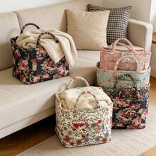Large Flower Series [Storage Basket] Vintage Quilted Floral Portable Large Capacity Home Storage Basket Suitable For Multiple Scenarios. - Multicolor - View 1