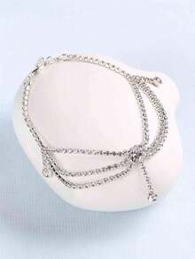 8pcs European & American French Romantic Ins Minimalist Korean Style Geometric Tassel Anklets - Silver - View 3