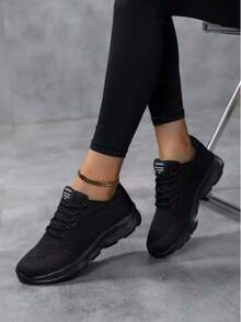 Casual Sports Shoes, Mesh Slip-On Fitness Running Shoes, Comfortable Soft Non-Slip Walking Shoes - Black - View 2