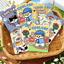 4pcs/8pcs/12pcs Cool Cat Shaped Cover Mini Notebooks, Cartoon Sports Cat Pocket Memo Pads, Student Prize Portable Notebooks - Multicolor - View 1