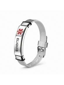 1PC Warning Sign Stainless Steel Mesh Bracelet, A Daily Travel Essential For Diabetic Patients, Adjustable Jewelry Accessory For Men And Women - Multicolor - View 13