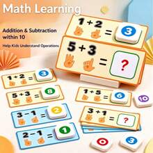 1PC-Montessori Math Manipulatives For Preschool, Addition & Subtraction Within 10, Finger Counting Flash Cards With Number Tiles, Educational Learning Toy For Kids 3+ Years Old - Multicolor - View 1