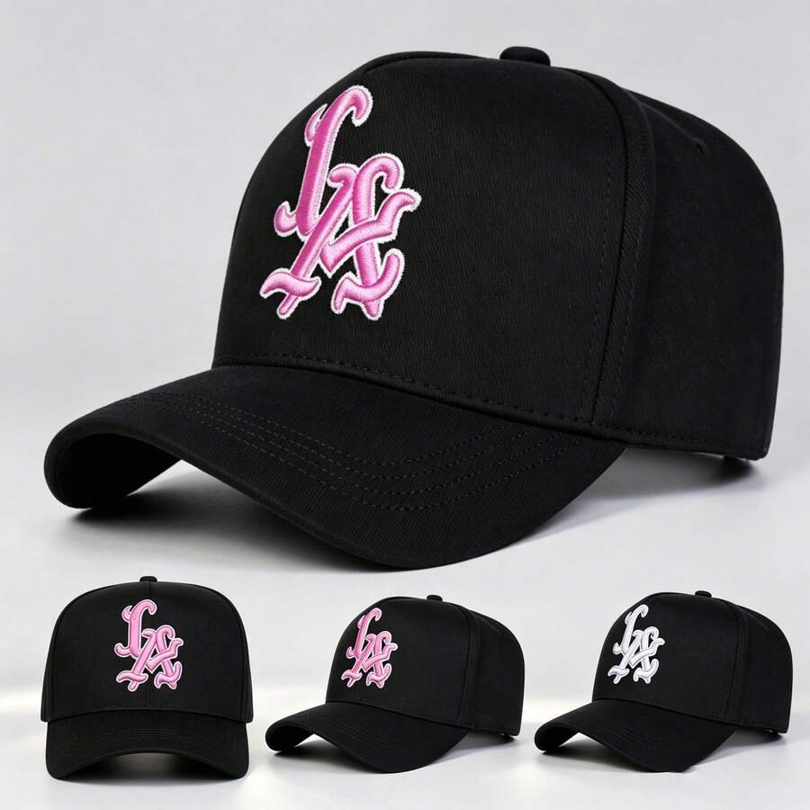 1pc Gothic LA Letter Embroidery Hats For Men Adjustable Hats, UV Protection Sun Hat, Ideal For Hiking, Mountaineering, Travel, And Outdoor Activities