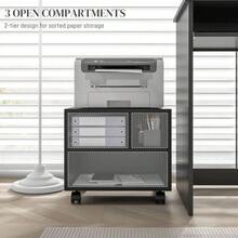 Three-Compartment Printer Cabinet, With Wheels - Black - T0001-01-7041 - View 4