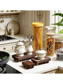 1/3pcs Wooden Display Stand, Wooden Base Rack, Decorative Wooden Standing Rack, Farmhouse Vintage Country Standing Rack, Stackable Kitchen Wooden Bracket, Wooden Storage Tray, Home Organization And Storage Supplies, Vintage Room Decor, Home Decor, Mini Wooden Base - one-size - View 2