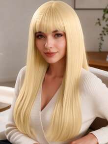 Wig Cosplay Emas untuk Wanita, Alami & Modis, Elegan & Serbaguna, Cocok untuk Semua Pakaian Sehari-hari dan Acara Pesta Wanita, Wig Multifungsi - emas muda 24 inci - View 8