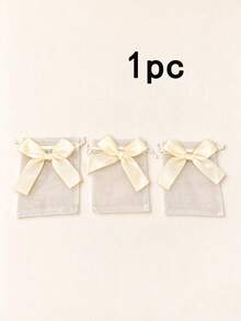 24pcs Ivory Organza Gift Bags With Satin Drawstring Bow, Mesh Gift Bags For Wedding, Bridal Shower, Birthday Party, Candy Chocolate Jewelry Packaging Bags, Cosmetics, Jewelry, Bulk Packaging Bags - Milky White - View 12