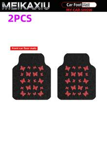 MEIKAXIU 1/2/4PCS Beautiful Butterfly Silk Loop Car Floor Mats, Easy To Clean, Wear-Resistant, Dirt-Resistant, Shake To Clean, Universal Fit Car Floor Mats Protection Pads For Women - Butterfly Chenille Bath Mat - View 10