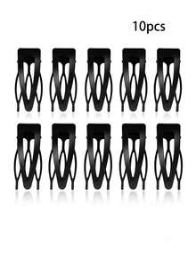 10/4pcs Girls Black Curved BB Hair Clips, High Elasticity Secure Double-Clasp Side-Fringe Clips, Basic Bangs Hair Clips, Invisible Bangs Fixing Hair Accessories - Multicolor - View 8
