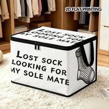 1pc Fun Socks Storage Box, Foldable Soft Fabric With Zipper, Multiple Patterns And Sizes Available, Multi-Functional Storage Bag, Suitable For Storing Clothes, Towels And Bedding - Sock Organizer - View 3