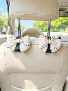 2PCS Black & White Bow Knot Hooks, Exquisite Bow Knot Decorative Hooks, Soft Bow Knot Accessories, Car Interior Storage Decor - Hook Up - View 9