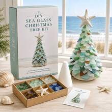 Sea Glass Christmas Tree Set (Glue Not Included), Sea Glass Christmas Tree Series Set, Desktop Decor Set, Coastal Style Holiday Decoration, Handmade Craft, Christmas Themed Creative Gift - A - View 13