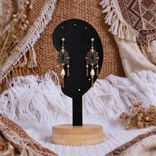 1pc Luxury Iron & Wood Jewelry Display Stand, Necklace, Bracelet, Pendant Organizer Rack For Shop Display Back To School - Multicolor - View 6