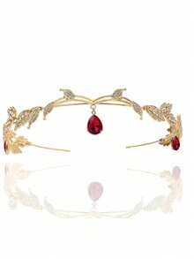 1pc Fashionable Women's Brow Chain, Wedding Party Bride Crown Accessory, Sparkling Material, Delicate Design, Mysterious And Enchanting, Essential Hair Accessory For Elf Queen Look, Party Photo Focus, Showcasing Unique Charm And Elegance, Multiple Gemstone Color Options - Multicolor - View 8