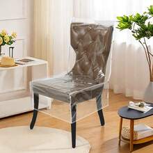 1pc Plastic Dining Chair Cover With Backrest PVC Transparent Chair Cover Waterproof Kitchen Protective Chair Cover, Party Dust Dirt Spill-Proof - Transparent - View 2