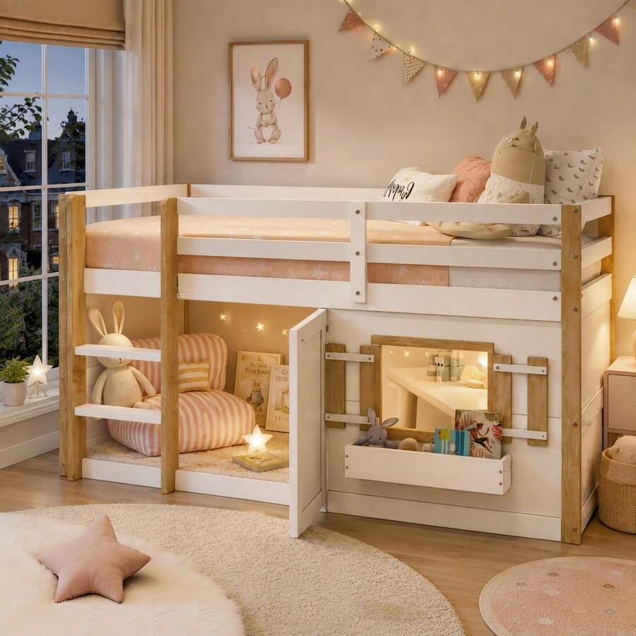 Bunk Bed (90 X 190), Loft Bed, Multifunctional, Can Be Built Underneath To Create A Area, Without Mattress, White - 1 - View 1