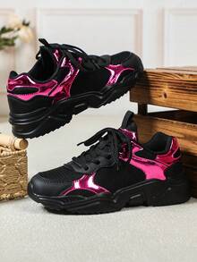 Men's Sports Shoes, Soft & Comfortable Casual Shoes, Lace-Up Multi-Function Outdoor Walking Shoes, American Style Men's Shoes - Black Plum Red - View 5