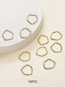5/10/20pcs Alloy Gold Asymmetrical Liquid Handmade Circle Pendants For Earrings And Necklace Pendants - Multicolor - View 8