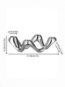 Silver Wavy 4-Arm Ceramic Candle Holder, Modern Luxury Table Deco - 4-hole Candle Holder - View 4
