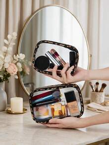 3pcs Leopard Print PU Makeup Bag Set, Transparent Design Toiletry Bag 3 Pieces Set, One Set Meets All Needs, Designed For Daily Use And Carrying - Multicolor - View 5