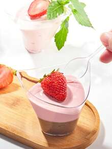 25pcs/50pcs Creative Asymmetrical Plastic High Transparency Mousse Cups, Dessert Cups, Pudding Cups - Clear - View 8