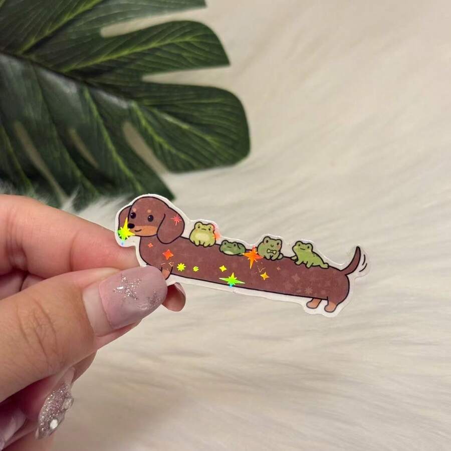 Frog Long Dog Sticker, Sausage Dog Vinyl Sticker, Die Cut, Suitable For Laptops, Water Bottles, Mobile Phones, Notebooks, Etc - one-size - View 1