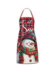 1pc/2pcs/4pcs Christmas Linen Feel Bib Apron, Santa Claus, Snowman, Xmas Tree & Cute Cartoon Monster Print, Merry Christmas Letter, Red Halter Neck Strap, Kitchen Cooking Baking Apron, Xmas Holiday Decor & Gift - Multicolor - View 6