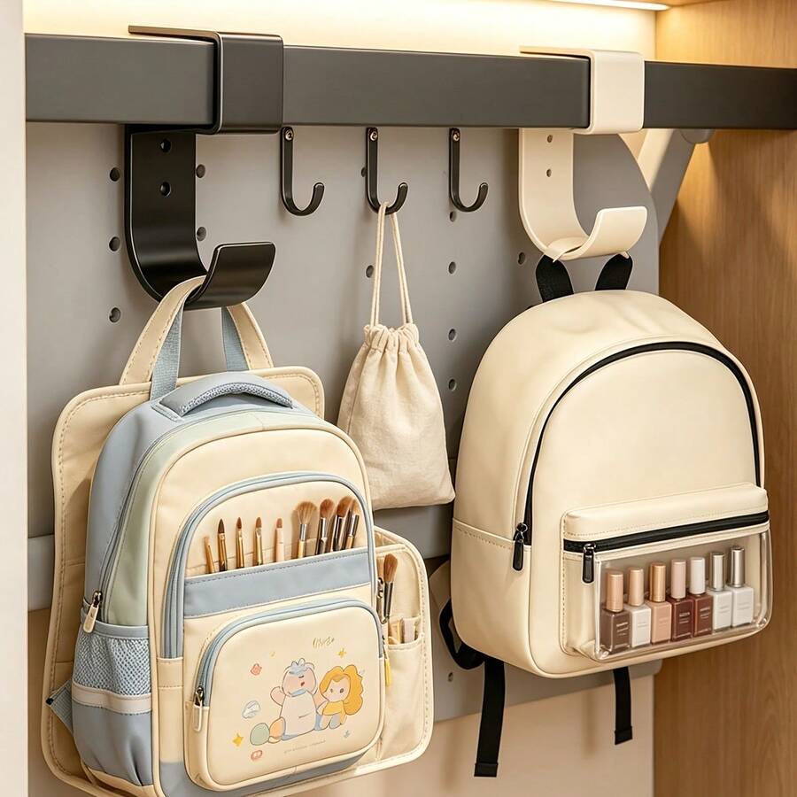 1PC Desktop Side Hook, No-Drill Bag And Water Bottle Holder, Under-Desk Hook Organizer, Suitable For Backpack, Wallet, Water Bottle, Earphones And Data Cable, Space-Saving Office, School And Home Desktop Organizer, Multi-Function Hook - Multicolor - View 1