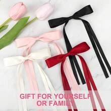 8 PCS Silky Satin Hair Bows With Tassel For Women Grils, Tassel Ribbon Bowknot Hair Clips For Ponytail Holder. Barrettes Hair Clips Bow - Multicolor - View 7