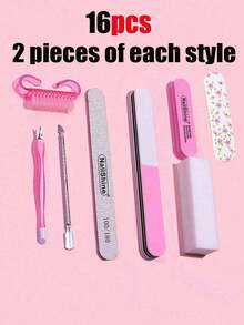8PCS /Set Nail Care Tool Kit - Manicure Set: Nail File, Buffer, Polisher, Cuticle Pusher, Nail Supplies, Nail Tools, Nail Art Tools, Back To School Supplies, Nails, Nail Press Tools - Multicolor - View 8