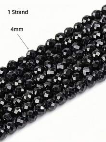 1 Strand Natural Black Spinel Faceted Round Beads, Fine Cut, Approx. 39cm Per Strand, August Birthstone, DIY Supplies For Bracelet Necklace - Faceted Round - View 14