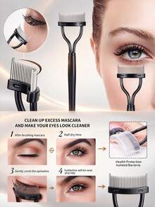 1pc Dual-Head Eyelash Comb: One End For Detangling Mascara Clumps, The Other End For Grooming Eyelash Tips, Lower Lashes And Fine Areas. Full-Function Design, Creating Perfect Eye Makeup. Also Can Be Used As Eyebrow Comb, Eyeshadow Brush And Spiral Brush. - Multicolor - View 6