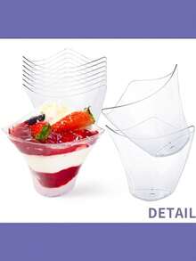 25pcs/50pcs Creative Asymmetrical Plastic High Transparency Mousse Cups, Dessert Cups, Pudding Cups - Clear - View 4