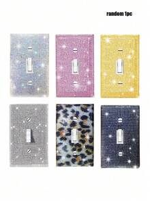 1pc Power Socket Panel Cover/Outlet Protector, Silver Rhinestone Inlaid Shiny Decorative Light Switch Panel (Suitable For Bedroom And Home Decor); Also Includes Home Decor Stickers/Wall Decals/Vinyl Stickers, Suitable For Spring Home Refresh, Decorative Accents And As Birthday Or Graduation Gifts. - Multiple Styles - View 11