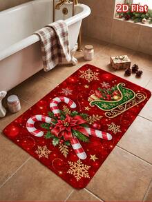 1pc Christmas Bow Gift Mat, Felt Material, Machine Washable, Printed Rug Perfect For Entryway, Bathroom, Living Room, Laundry Room, Home Decor, Spring/Summer Decoration, Ideal For Home And Kitchen Decor - Multicolor - View 6