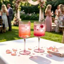 12/6/2/1pc Acrylic Plastic Transparent Striped Cylindrical Stemware, Suitable For Friends Gathering, Wedding, Banquet, Holiday, Birthday Party - View 5
