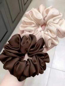 2 Pc Satin French Large Circle French Elegant Solid Color French Large Intestine Hair Band - Multicolor - View 1
