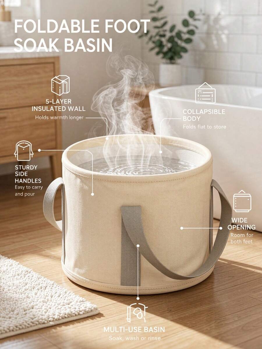 Foldable Foot Bath Basin, Portable Foot Therapy Bucket With Heat Insulation And Storage Bag. This Hot Water Bucket Is Perfect For Travel And Camping, Ideal For Travel, Sports And Outdoor Activities.
