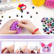 108Pcs Black Wiggle Eyes, Self-Adhesive Mixed With Storage Box, Easy To Peel And Stick, DIY Crafts And Decoration Project Supplies - 108 Assorted Colors - View 7